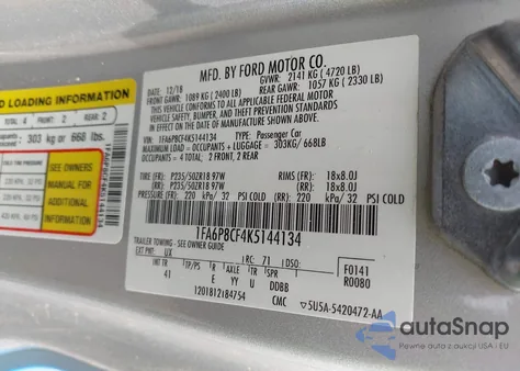 2019 Ford Mustang Gt Premium from USA, damaged, VIN 1FA6P8CF4K5144134